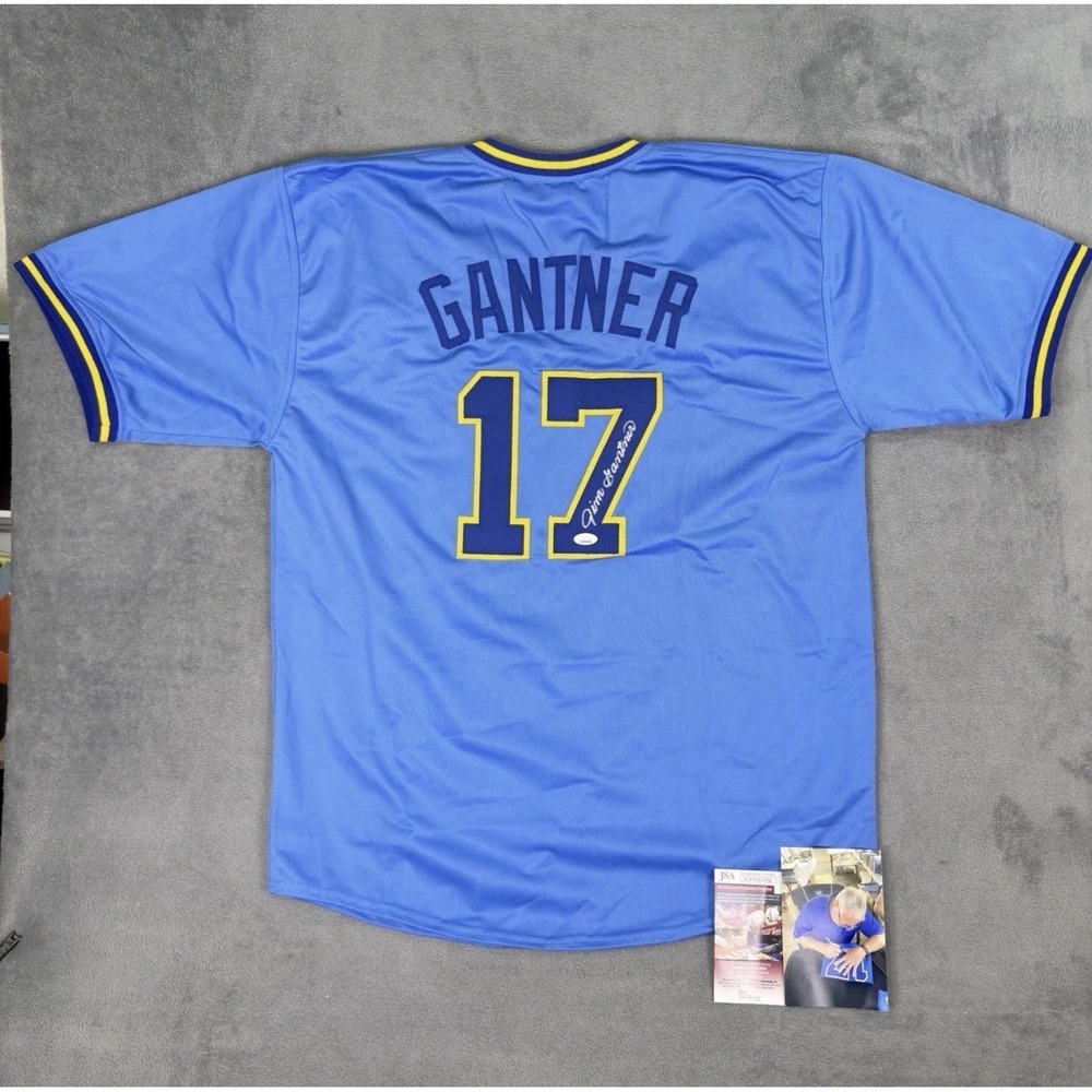 Brewers JIM GANTNER #17 Signed Custom Powder Blue Jersey AUTO - JSA